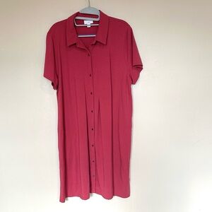 J Jill Polo Shirt Dress Sz L Pima Cotton Modal Raspberry Pockets Super Soft XL